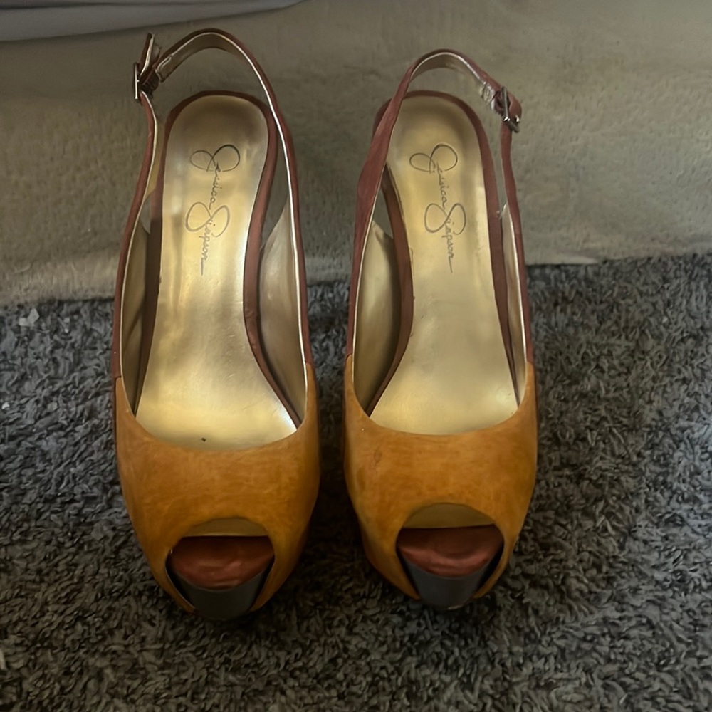 Red and Orange Jessica Simpson Mayria Heels